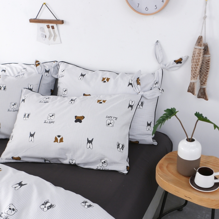 91家纺网 家纺一手货源 找家纺 一米阳光 2019纯棉小清新兔耳朵镶边套件 好朋友