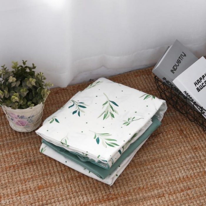 91家纺网 家纺一手货源 找家纺 一米阳光 2019纯棉小清新兔耳朵镶边套件 绿意