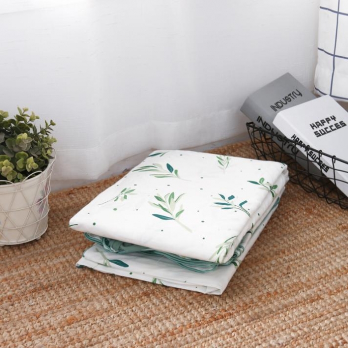 91家纺网 家纺一手货源 找家纺 一米阳光 2019纯棉小清新兔耳朵镶边套件 绿意