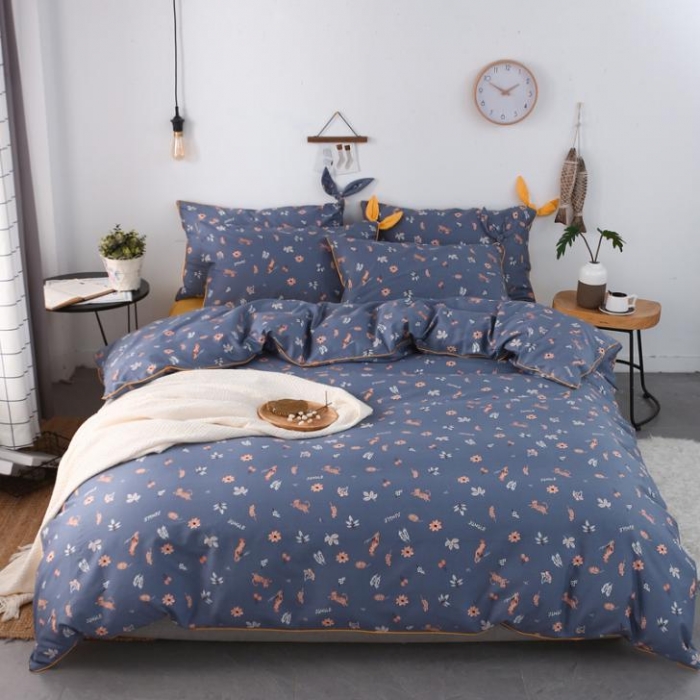 91家纺网 家纺一手货源 找家纺 一米阳光 2019纯棉小清新兔耳朵镶边套件 森意