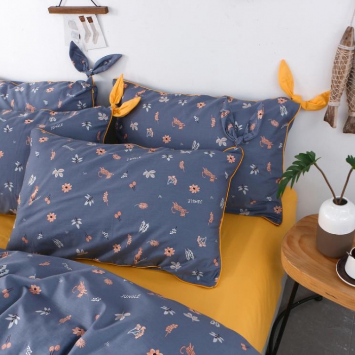 91家纺网 家纺一手货源 找家纺 一米阳光 2019纯棉小清新兔耳朵镶边套件 森意