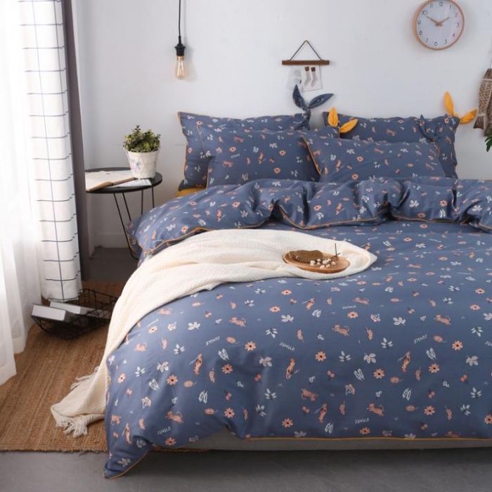 91家纺网 家纺一手货源 找家纺 一米阳光 2019纯棉小清新兔耳朵镶边套件 森意