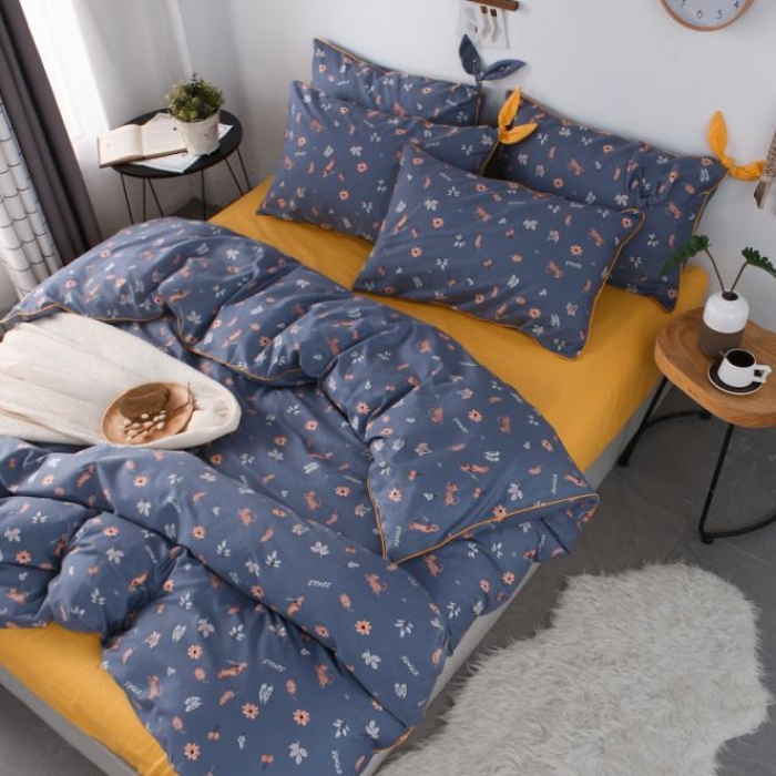 91家纺网 家纺一手货源 找家纺 一米阳光 2019纯棉小清新兔耳朵镶边套件 森意