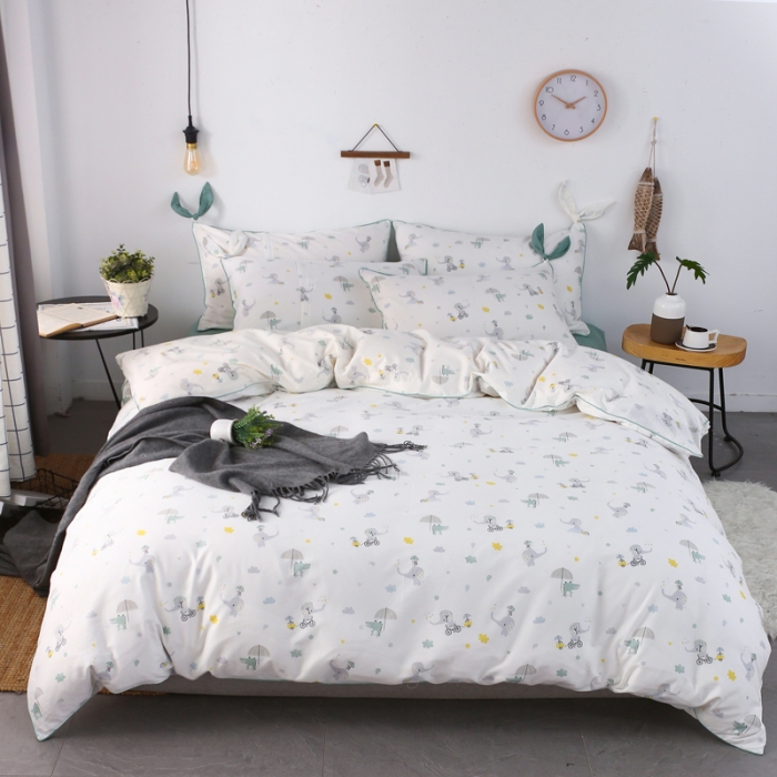 91家纺网 家纺一手货源 找家纺 一米阳光 2019纯棉小清新兔耳朵镶边套件 童心