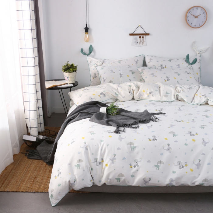 91家纺网 家纺一手货源 找家纺 一米阳光 2019纯棉小清新兔耳朵镶边套件 童心