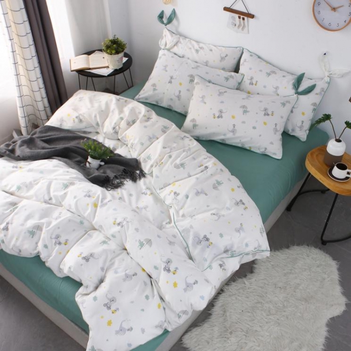 91家纺网 家纺一手货源 找家纺 一米阳光 2019纯棉小清新兔耳朵镶边套件 童心