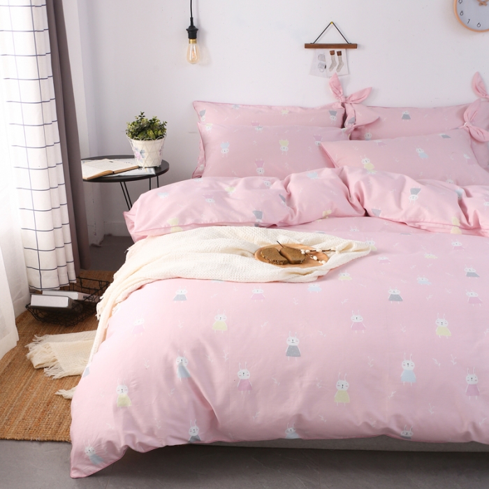 91家纺网 家纺一手货源 找家纺 一米阳光 2019纯棉小清新兔耳朵镶边套件 兔宝宝