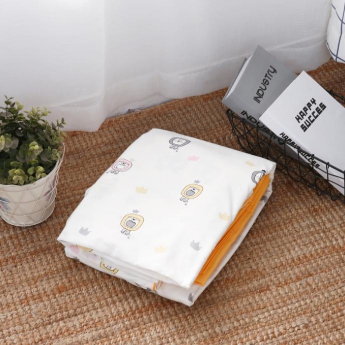 91家纺网 家纺一手货源 找家纺 一米阳光 2019纯棉小清新兔耳朵镶边套件 小狮子