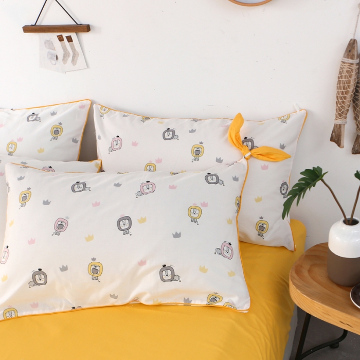 91家纺网 家纺一手货源 找家纺 一米阳光 2019纯棉小清新兔耳朵镶边套件 小狮子