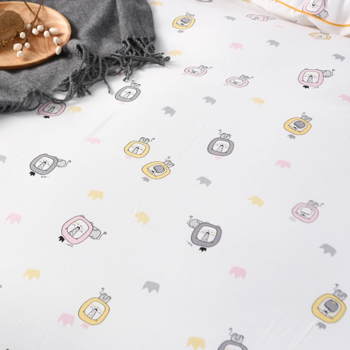 91家纺网 家纺一手货源 找家纺 一米阳光 2019纯棉小清新兔耳朵镶边套件 小狮子