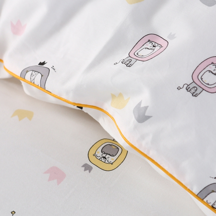 91家纺网 家纺一手货源 找家纺 一米阳光 2019纯棉小清新兔耳朵镶边套件 小狮子