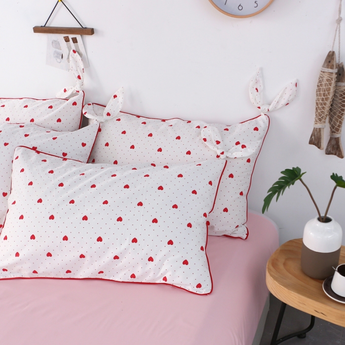 91家纺网 家纺一手货源 找家纺 一米阳光 2019纯棉小清新兔耳朵镶边套件 心动