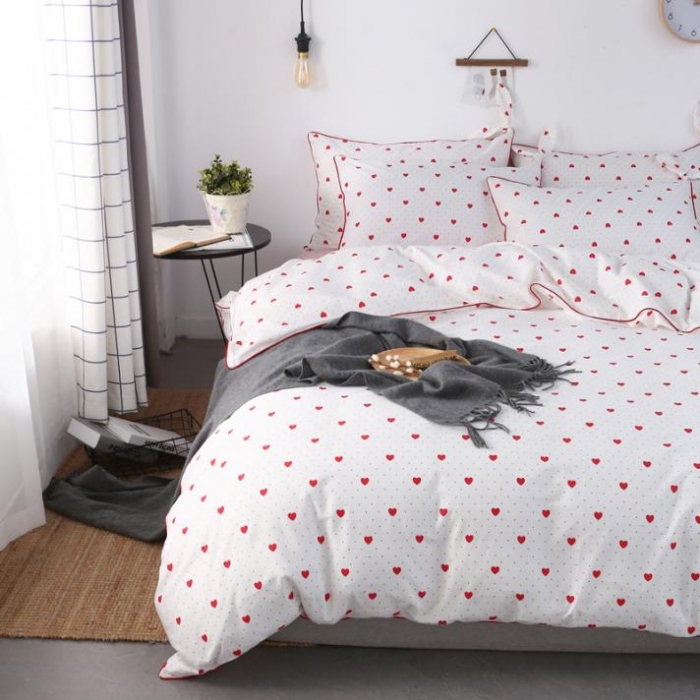 91家纺网 家纺一手货源 找家纺 一米阳光 2019纯棉小清新兔耳朵镶边套件 心动