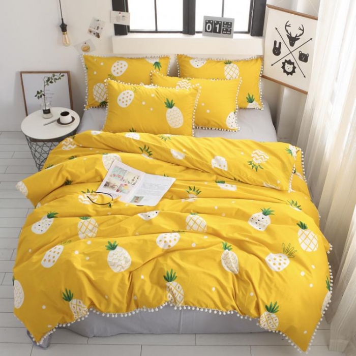 91家纺网 家纺一手货源 找家纺 一米阳光 2019新款球球款套件 菠萝蜜蜜