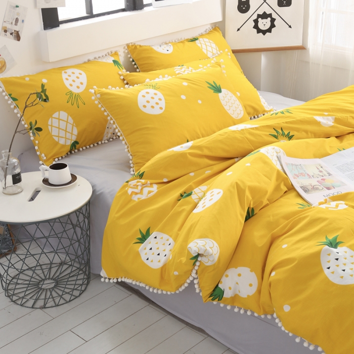 91家纺网 家纺一手货源 找家纺 一米阳光 2019新款球球款套件 菠萝蜜蜜