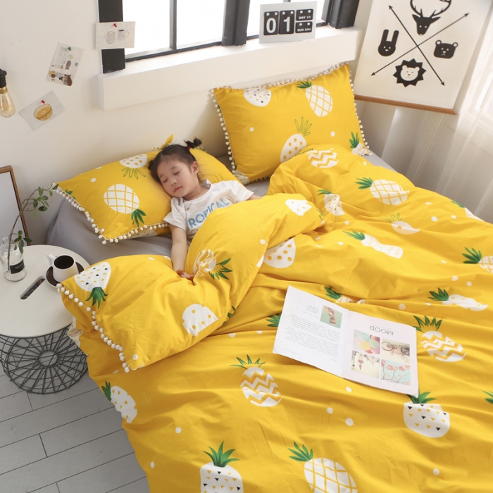 91家纺网 家纺一手货源 找家纺 一米阳光 2019新款球球款套件 菠萝蜜蜜