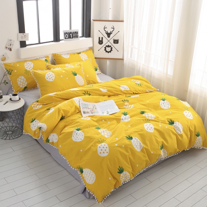 91家纺网 家纺一手货源 找家纺 一米阳光 2019新款球球款套件 菠萝蜜蜜