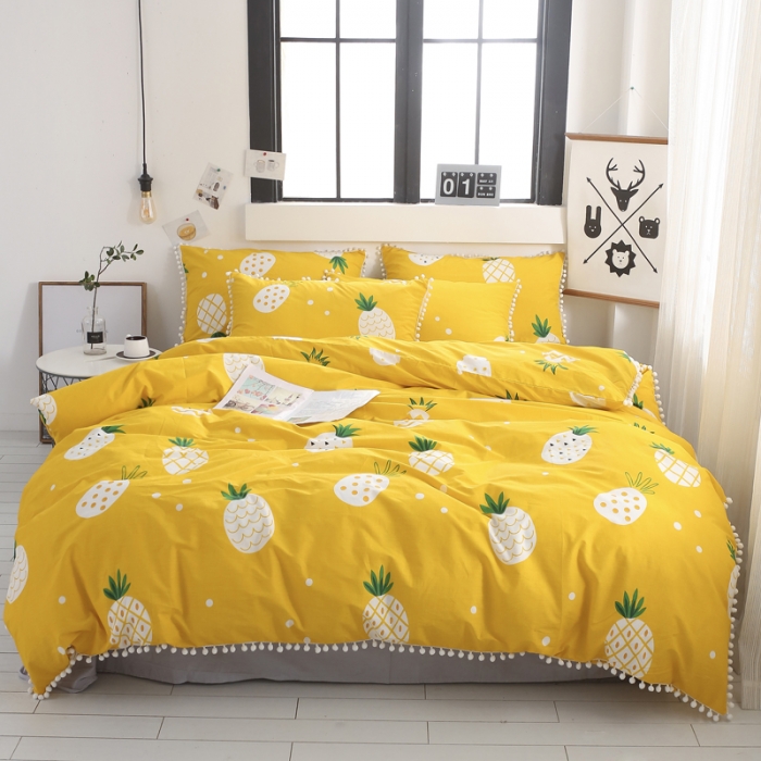 91家纺网 家纺一手货源 找家纺 一米阳光 2019新款球球款套件 菠萝蜜蜜