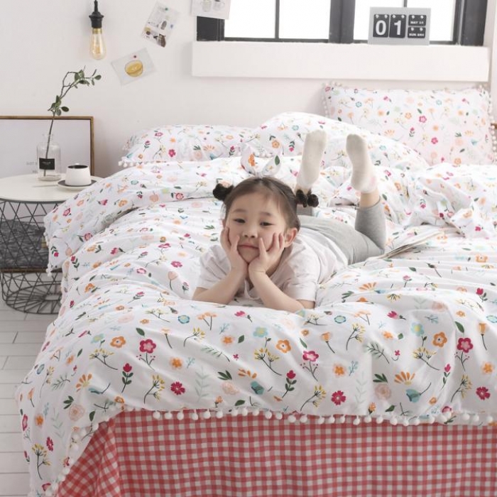 91家纺网 家纺一手货源 找家纺 一米阳光 2019新款球球款套件 春暖花开