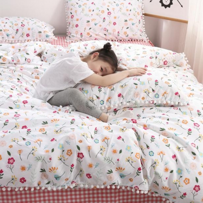 91家纺网 家纺一手货源 找家纺 一米阳光 2019新款球球款套件 春暖花开