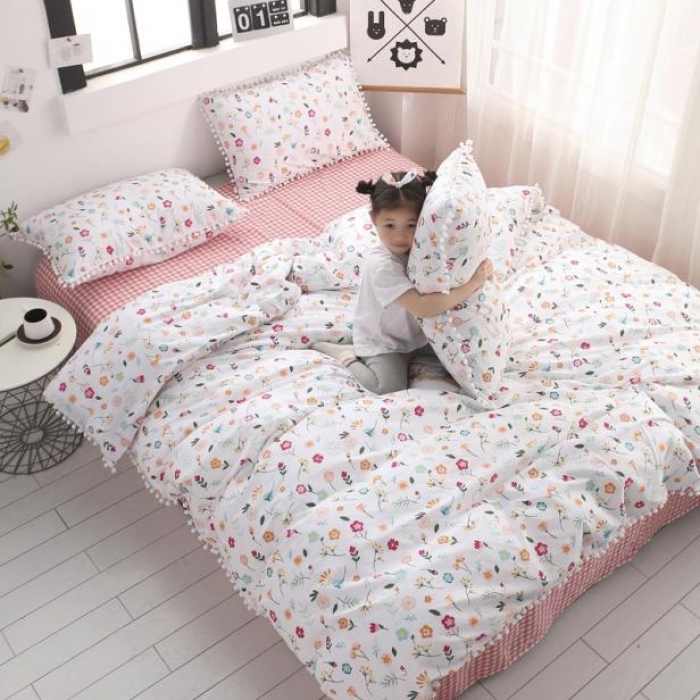 91家纺网 家纺一手货源 找家纺 一米阳光 2019新款球球款套件 春暖花开