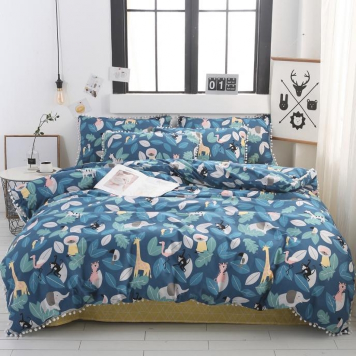 91家纺网 家纺一手货源 找家纺 一米阳光 2019新款球球款套件 动物丛林