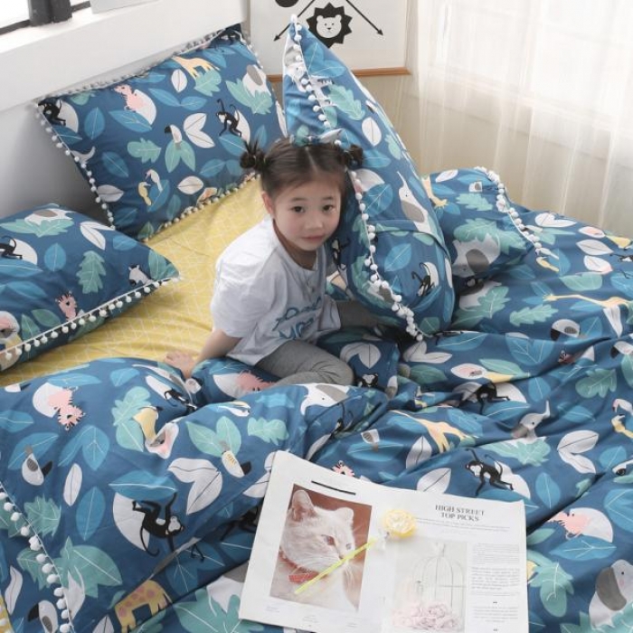 91家纺网 家纺一手货源 找家纺 一米阳光 2019新款球球款套件 动物丛林