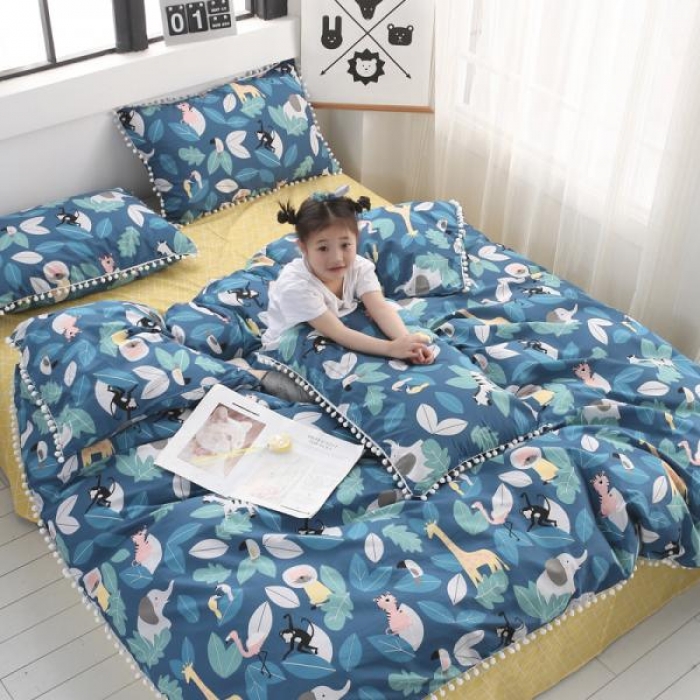 91家纺网 家纺一手货源 找家纺 一米阳光 2019新款球球款套件 动物丛林