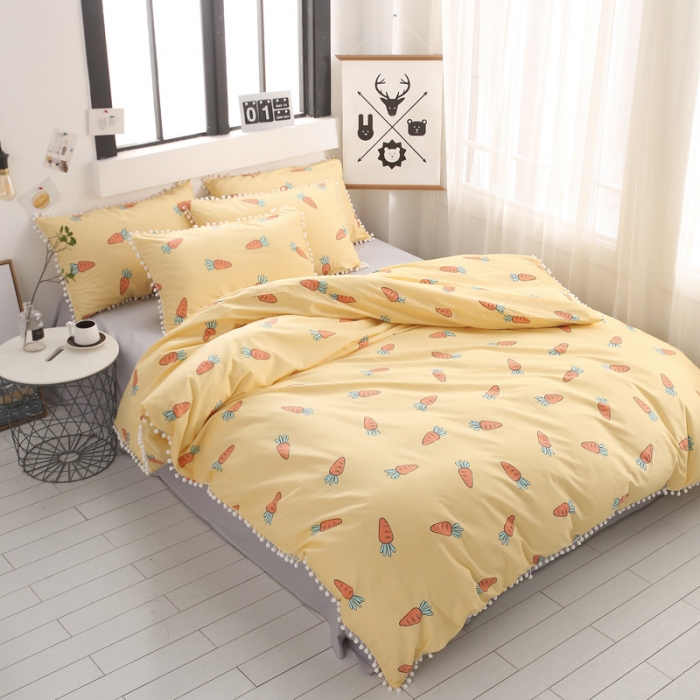 91家纺网 家纺一手货源 找家纺 一米阳光 2019新款球球款套件 胡萝卜