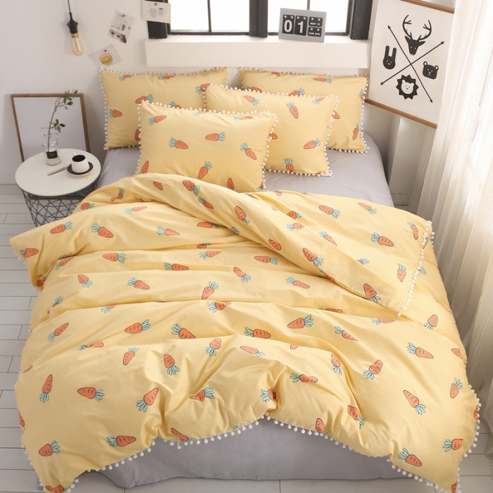 91家纺网 家纺一手货源 找家纺 一米阳光 2019新款球球款套件 胡萝卜