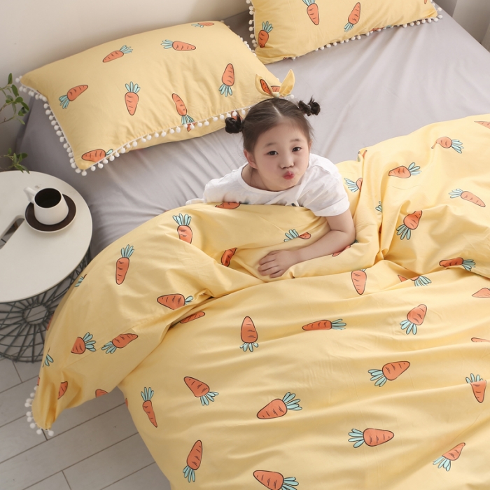 91家纺网 家纺一手货源 找家纺 一米阳光 2019新款球球款套件 胡萝卜