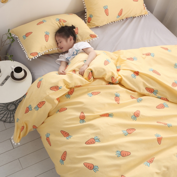 91家纺网 家纺一手货源 找家纺 一米阳光 2019新款球球款套件 胡萝卜