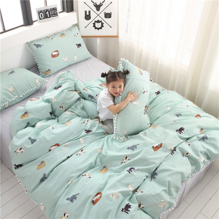 91家纺网 家纺一手货源 找家纺 一米阳光 2019新款球球款套件 可爱喵