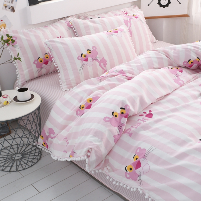 91家纺网 家纺一手货源 找家纺 一米阳光 2019新款球球款套件 小粉豹