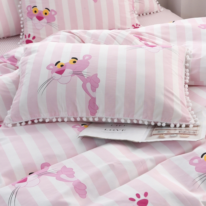 91家纺网 家纺一手货源 找家纺 一米阳光 2019新款球球款套件 小粉豹