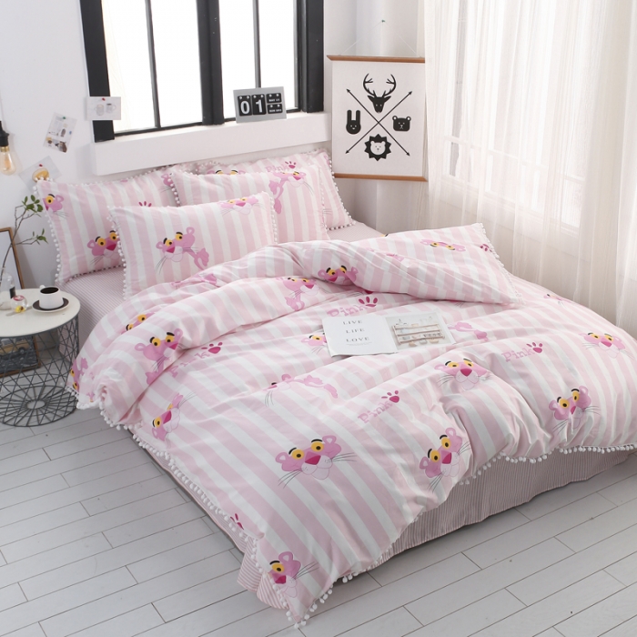 91家纺网 家纺一手货源 找家纺 一米阳光 2019新款球球款套件 小粉豹