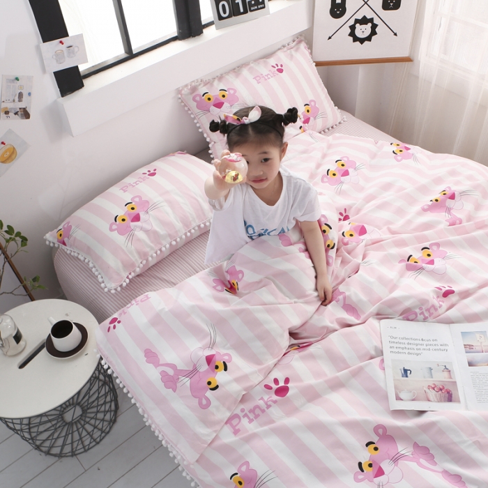 91家纺网 家纺一手货源 找家纺 一米阳光 2019新款球球款套件 小粉豹