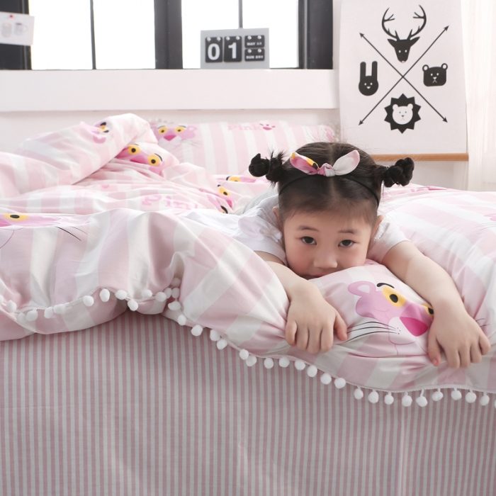 91家纺网 家纺一手货源 找家纺 一米阳光 2019新款球球款套件 小粉豹