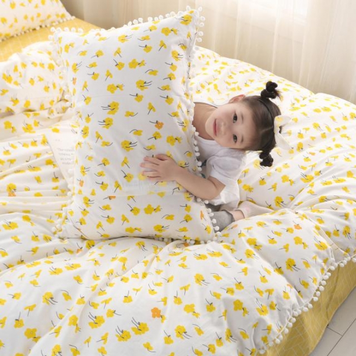 91家纺网 家纺一手货源 找家纺 一米阳光 2019新款球球款套件 小黄花