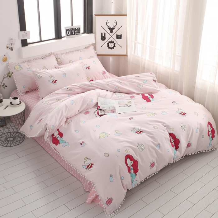 91家纺网 家纺一手货源 找家纺 一米阳光 2019新款球球款套件 鱼美人