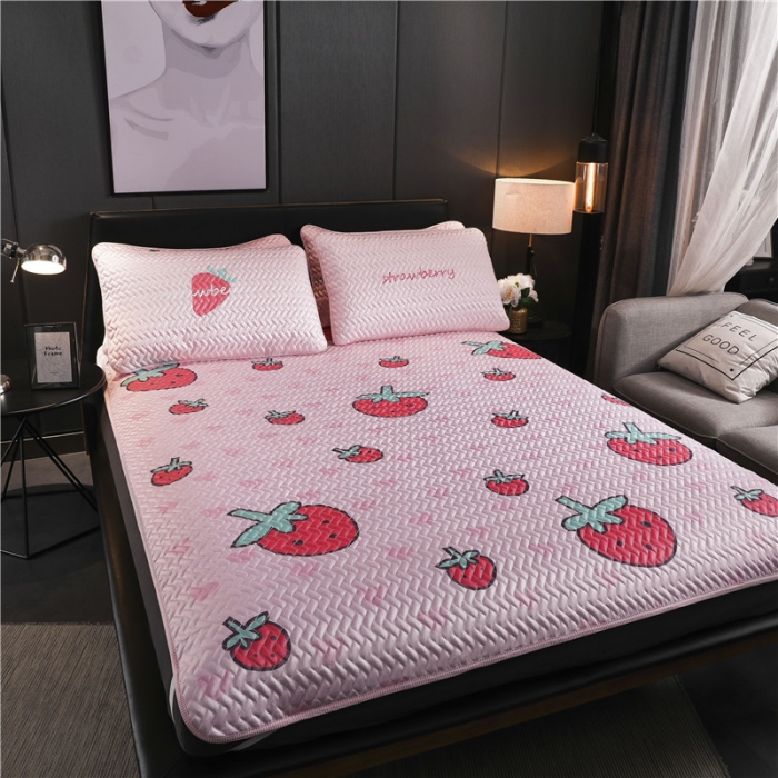 91家纺网 家纺一手货源 找家纺 一米阳光 2019新款冰丝空调软席 草莓小姐