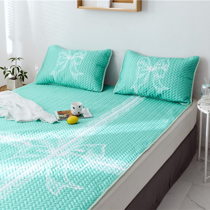 91家纺网 家纺一手货源 找家纺 一米阳光 2019新款冰丝空调软席 蝴蝶结-绿