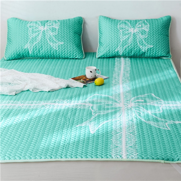 91家纺网 家纺一手货源 找家纺 一米阳光 2019新款冰丝空调软席 蝴蝶结-绿