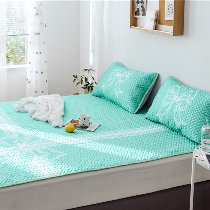 91家纺网 家纺一手货源 找家纺 一米阳光 2019新款冰丝空调软席 蝴蝶结-绿