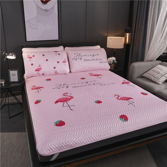 91家纺网 家纺一手货源 找家纺 一米阳光 2019新款冰丝空调软席 火烈鸟