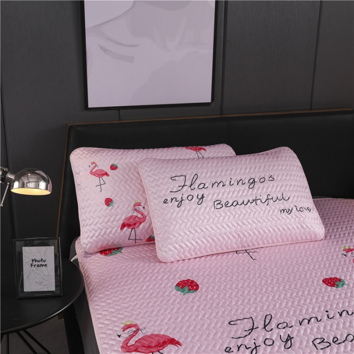 91家纺网 家纺一手货源 找家纺 一米阳光 2019新款冰丝空调软席 火烈鸟