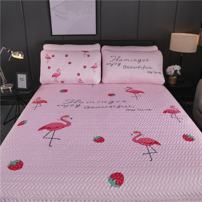 91家纺网 家纺一手货源 找家纺 一米阳光 2019新款冰丝空调软席 火烈鸟