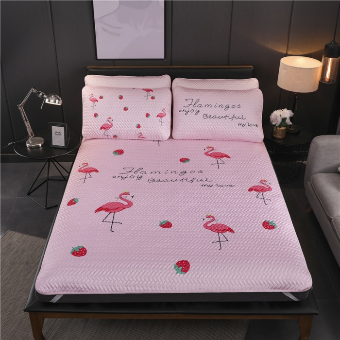 91家纺网 家纺一手货源 找家纺 一米阳光 2019新款冰丝空调软席 火烈鸟