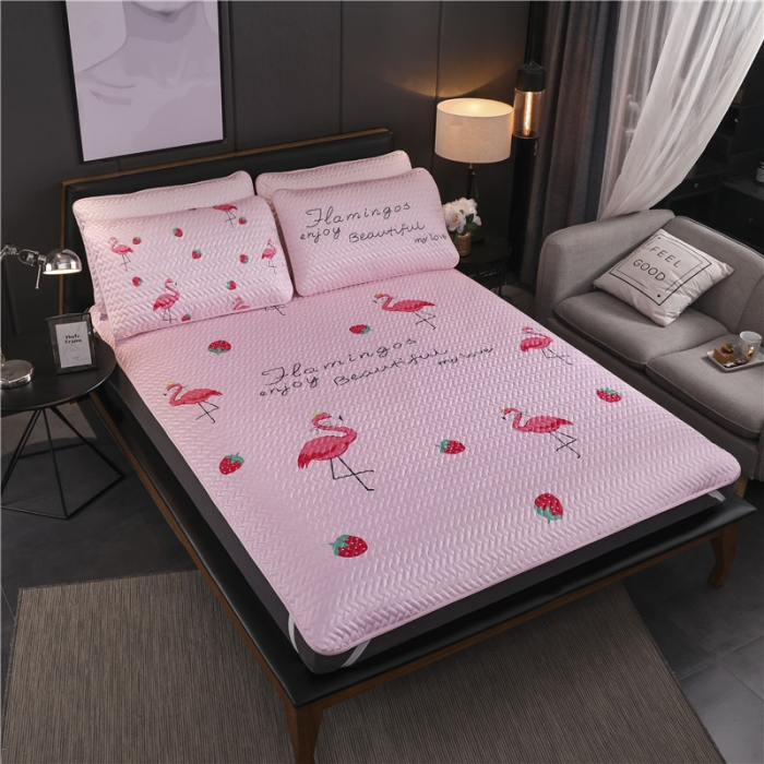 91家纺网 家纺一手货源 找家纺 一米阳光 2019新款冰丝空调软席 火烈鸟