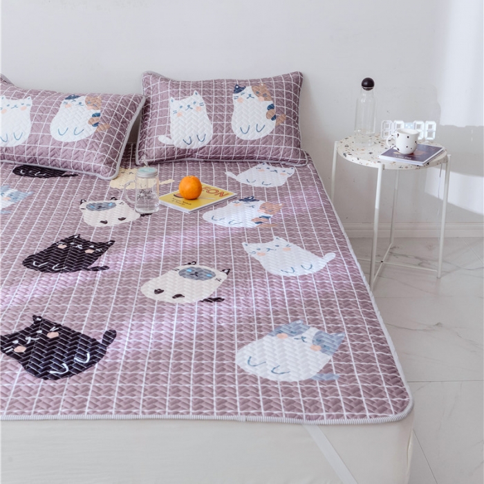 91家纺网 家纺一手货源 找家纺 一米阳光 2019新款冰丝空调软席 猫咪